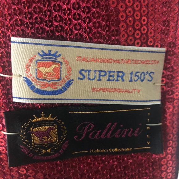 Men's PALLINI RED Metallic Slick Shinny Blazer - Picture 4 of 11